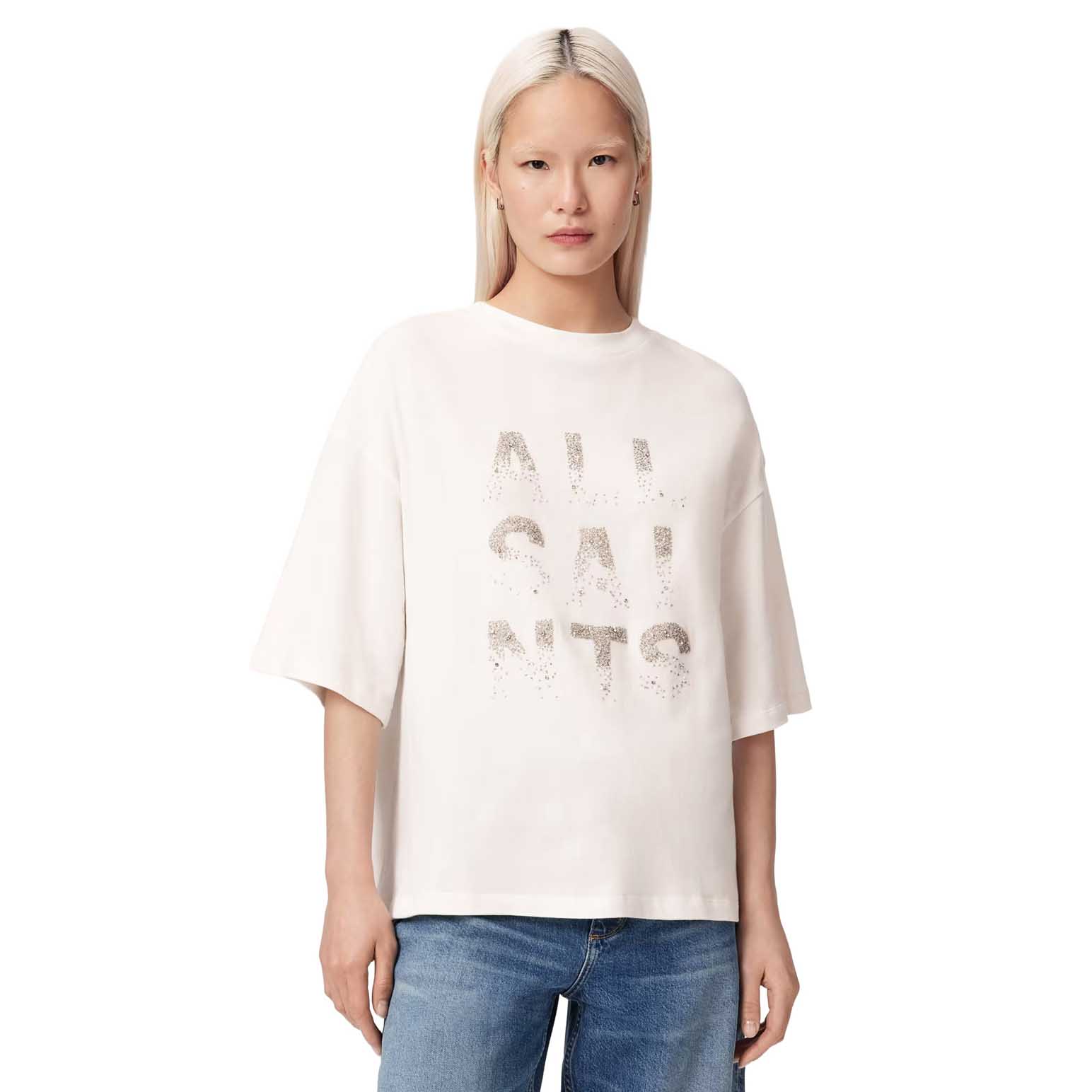 AllSaints Stacks Amelie Oversized Embellished Tee